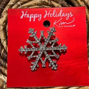 3/$15 Kim Rogers Snowflake Brooch Approx. 2” - New - Lot 1009